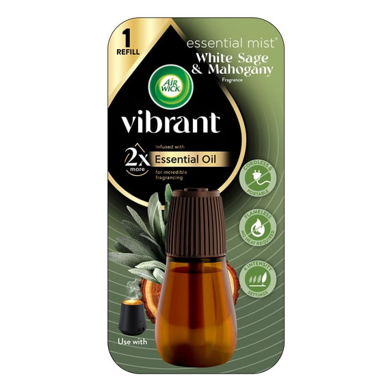 Air Wick Essential Mist Vibrant Scented Oil Air Freshener Diffuser Refill, White Sage and Mahogany, 1 Count
