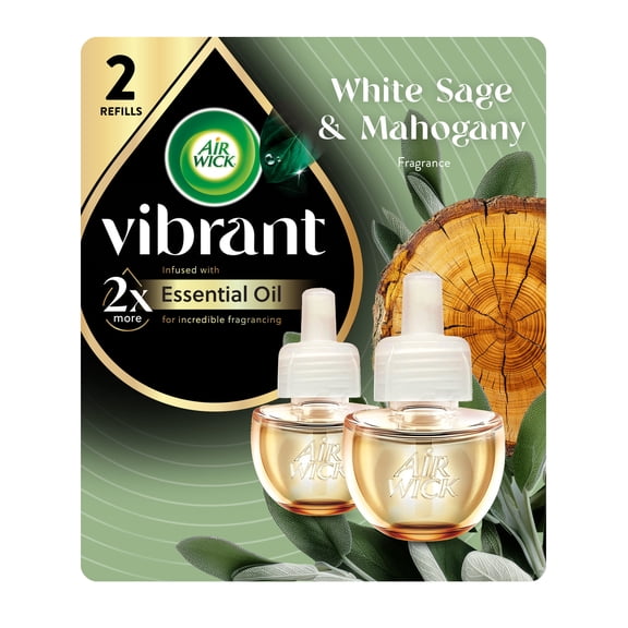 Air Wick Essential Mist Vibrant Scented Oil Air Freshener Diffuser Refills, White Sage and Mahogany, 2 Count