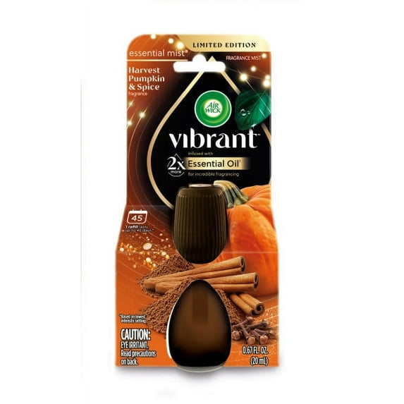 Air Wick Essential Mist Vibrant Scented Oil Air Freshener Diffuser Refill, Harvest Pumpkin and Spice, 1 Count