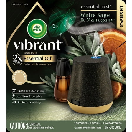 Air Wick Essential Mist Vibrant Scented Oil Air Freshener Diffuser Starter Kit, White Sage and Mahogany, 2 Piece