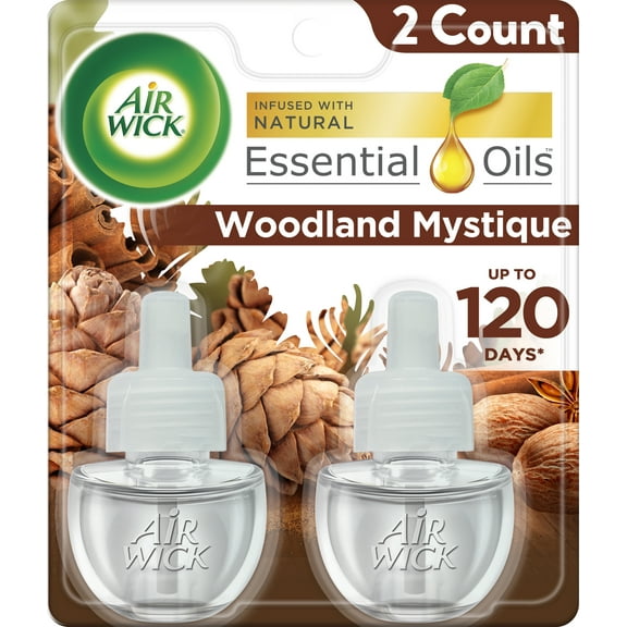 Air Wick Fraganced Infused Essential Oil Plug in Refills, Woodland Mystique, 1.3 fl oz, 2 Count