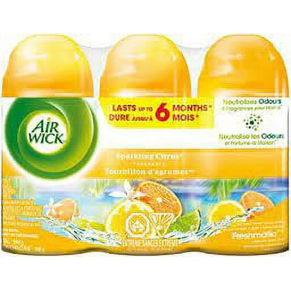 Air Wick Freshmatic Air Freshener, Automatic Spray Refills, Sparkling Citrus, 3 Refills