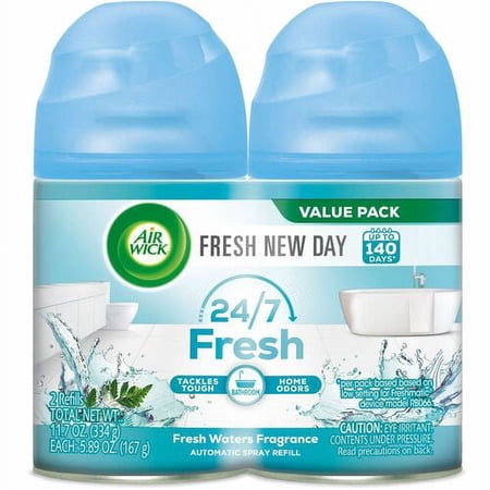 Air Wick Freshmatic Air Freshener Spray Refill - Aerosol - 5.90 oz - Fresh Waters - 60 Day - 2 / Pack - Odor Neutralizer | Bundle of 5 Packs