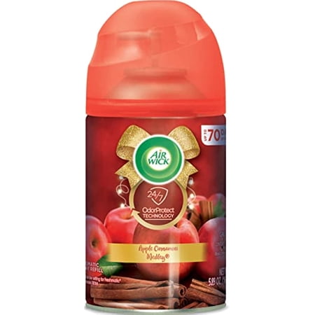 Air Wick Freshmatic Automatic Spray Refill, Apple Cinnamon, 6Ct, 5.89Oz, Odor Neutralization, Essential Oils, Air Freshener, Packaging May Vary