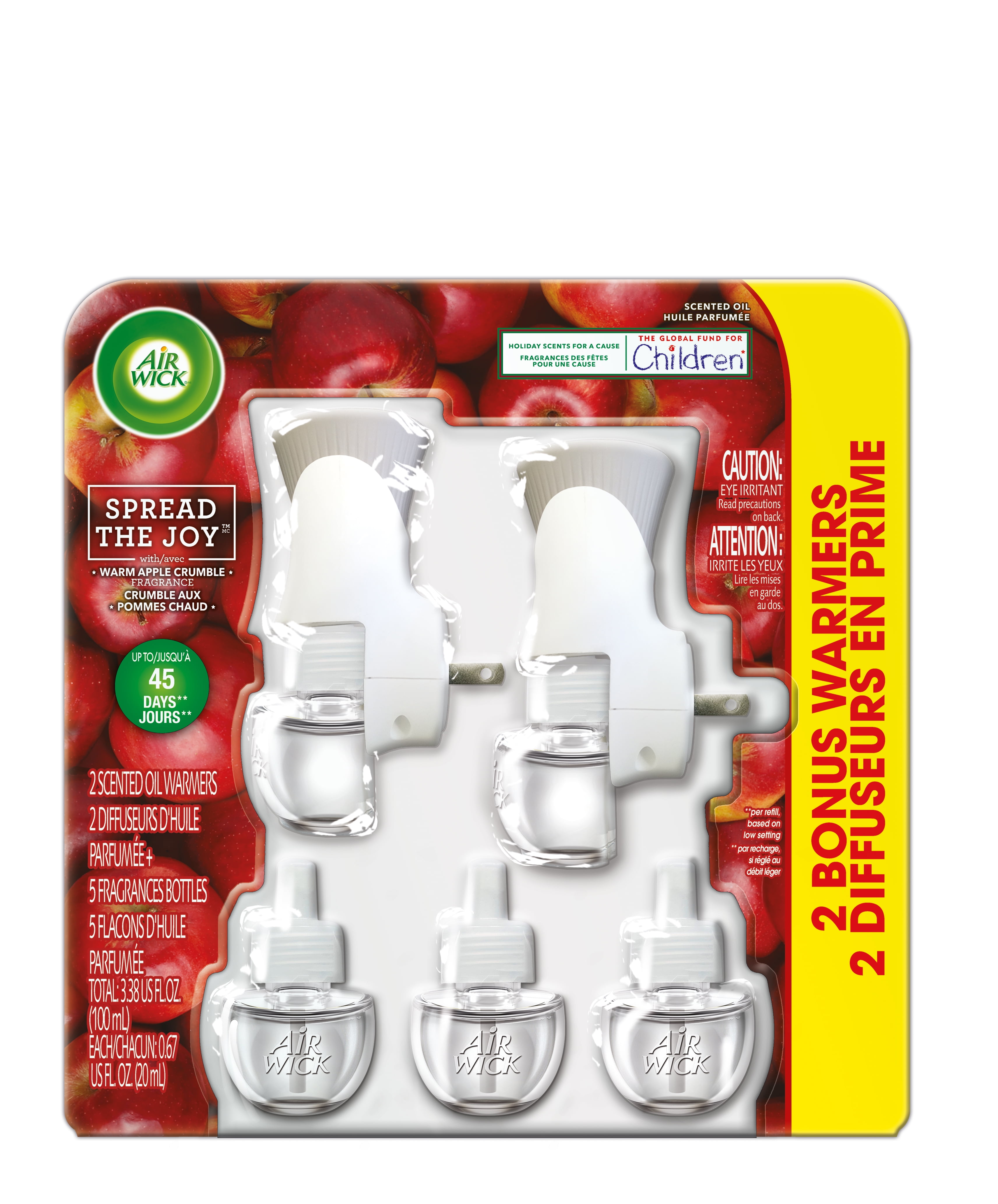 Air Wick Holiday Scented Oil Kit (2 Warmers + 5 Refills), Warm Apple Crumble, Air Freshener