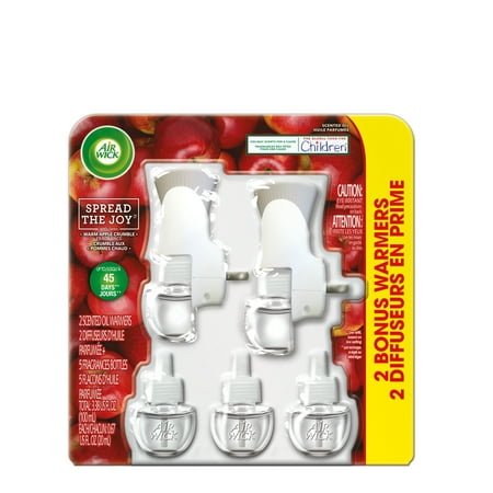 Air Wick Holiday Scented Oil Kit (2 Warmers + 5 Refills), Warm Apple Crumble, Air Freshener