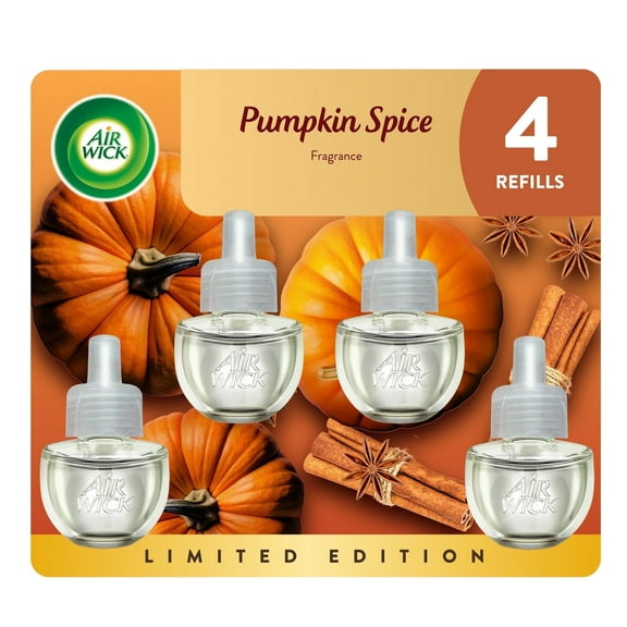 Air Wick Plug-In Fall Scented Oil Air Freshener Warmer Refills, Pumpkin Spice - 8 Count Total