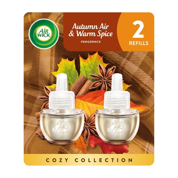 Air Wick Plug-In Scented Oil Air Freshener Warmer Refills, Autumn Air & Warm Spice, 2 Count