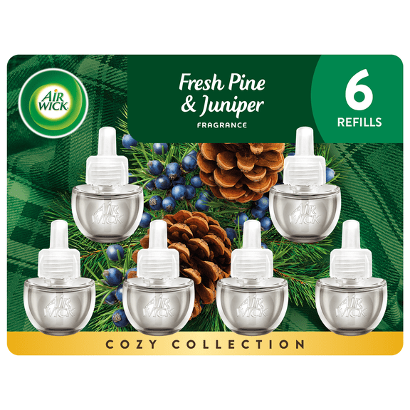 Air Wick Plug-In Scented Oil Refills, Plug In Refill, Fresh Pine & Juniper, 6 Count