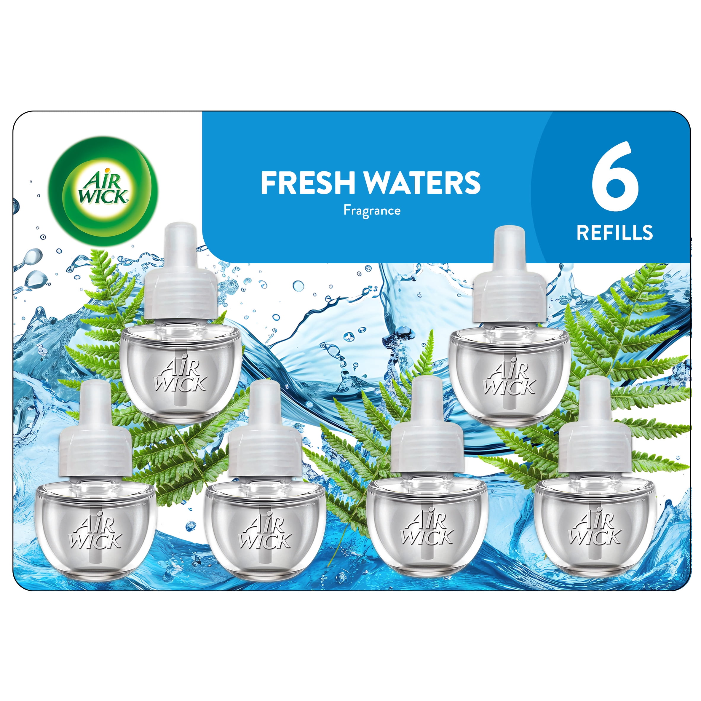 Air Wick Plug-in Scented Oil Freshener Refills - Fresh Waters, 6 Pack