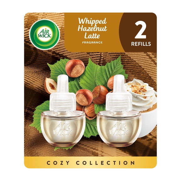 Air Wick Plug-In Fall Scented Oil Warmer Air Freshener Refills, Hazelnut Latte, 2 Count