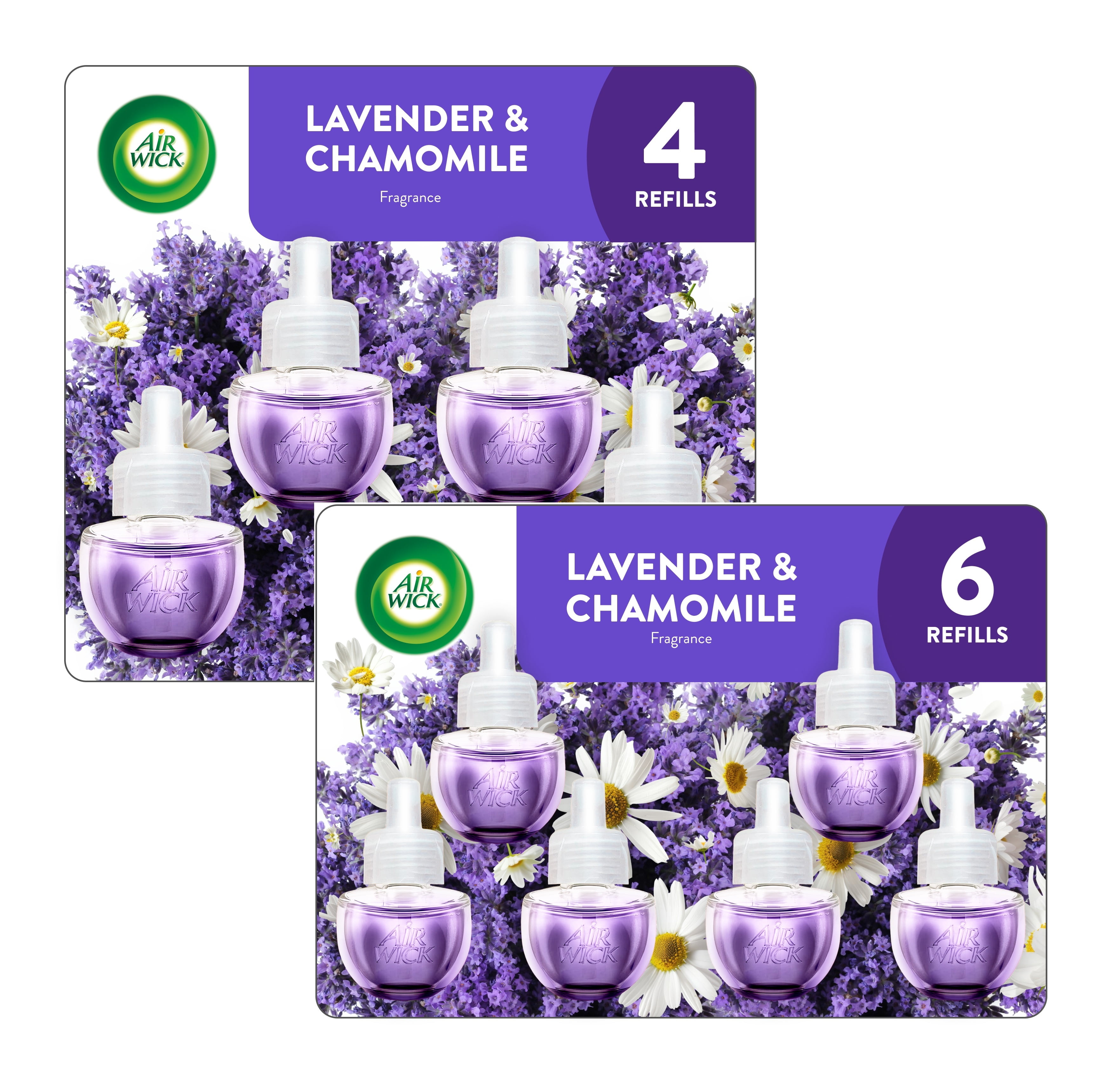 Air Wick Plug-In Scented Oil Air Freshener Warmer Refills, Lavender and Chamomile, 10 Count (4+6)