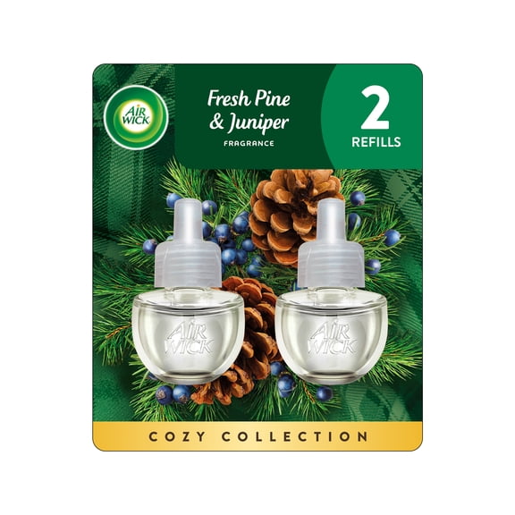 Air Wick Plug-in Fall Scented Oil Warmer Air Freshener Refills, Fresh Pine & Juniper, 2 Count