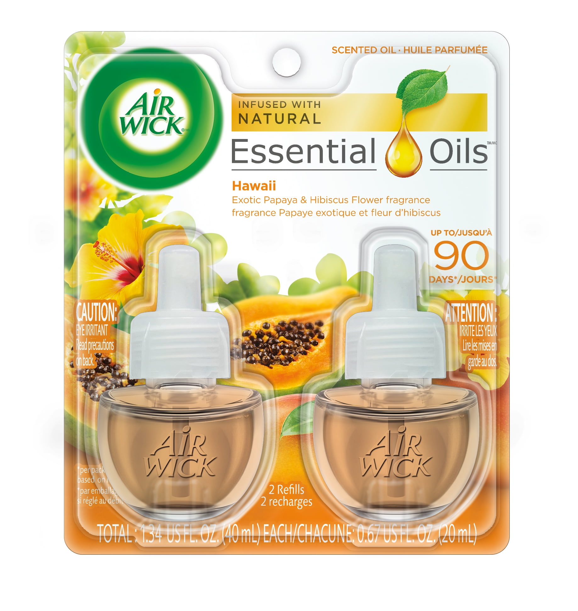Air Wick Plug-In Scented Oil Air Freshener Warmer Refills, Hawaii Exotic Papaya and Hibiscus Flower, 2 Count