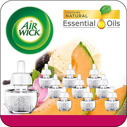 Air Wick Plug in Scented Oil 10 Refills, Summer Delights, Eco Friendly, Essential Oils, Air Freshener