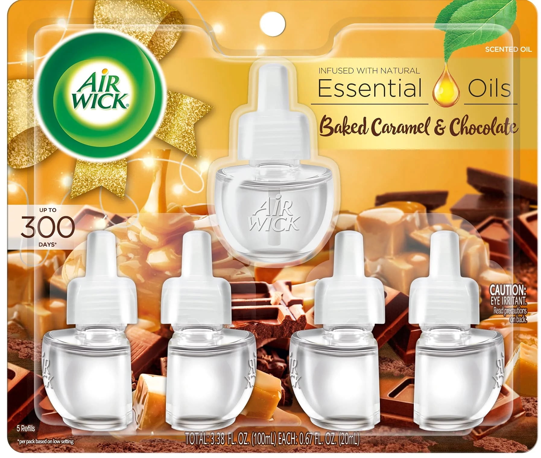 Air Wick Plug in Scented Oil 5 Refills, Baked Caramel & Chocolate,  Essential Oils, Air Freshener Fall Scent, Fall décor 