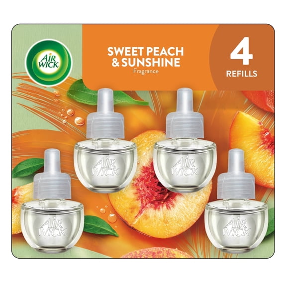 Air Wick Plug-in Scented Oil Air Freshener Warmer Refills, Sweet Peach and Sunshine