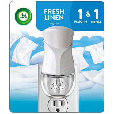 Air Wick Plug-In Air Freshener Scented Oil Warmer Starter Kit, Fresh Linen, 2 Piece