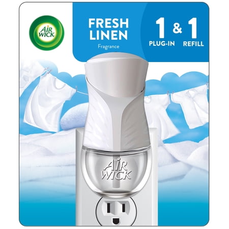 Air Wick Plug-in Oil Warmer Starter Kit, Fresh Linen, 2 Piece Set