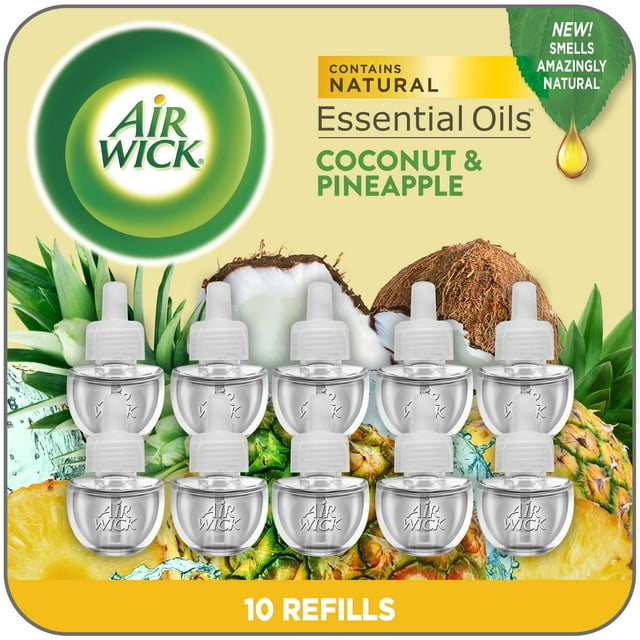Air Wick PlugIn Scented Oil Refill, 10ct Pack, Coconut & Pineapple