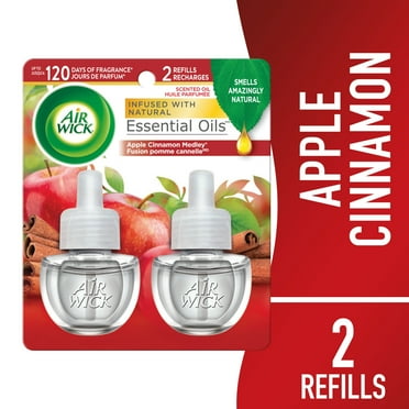 Air Wick Plug-In Scented Oil Air Freshener Warmer Refills, Apple Cinnamon Medley, 2 Count