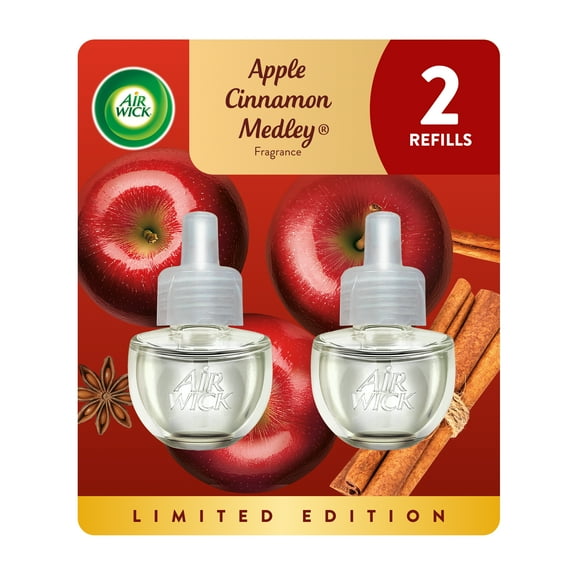 Air Wick Plug-In Scented Oil Air Freshener Warmer Refills, Apple Cinnamon Medley, 2 Count