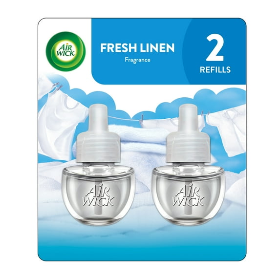 Air Wick Plug-In Scented Oil Air Freshener Warmer Refills, Fresh Linen, 2 Count