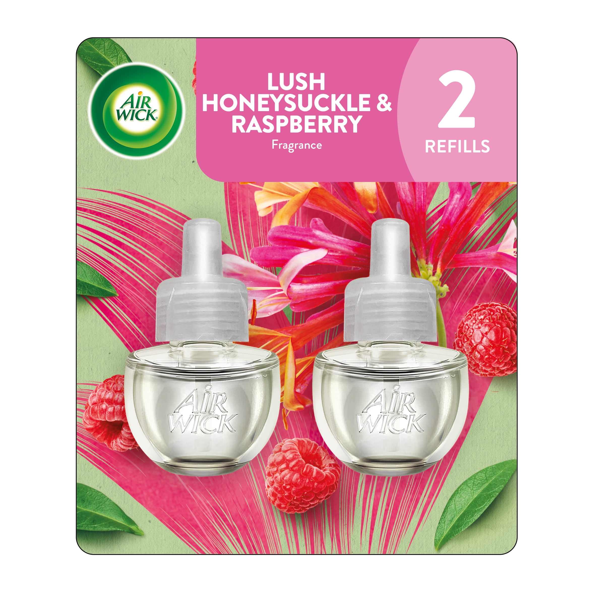 Air Wick Plug-In Air Freshener Scented Oil Refills,Honeysuckle and Raspberry, 2 Count