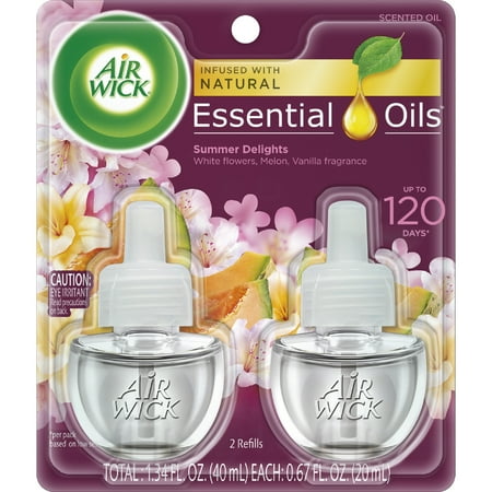 Air Wick Plug-In Scented Oil Air Freshener Warmer Refills, Summer Delights, 2 Count
