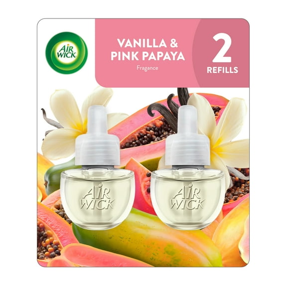 Air Wick Plug-In Scented Oil Air Freshener Warmer Refills, Vanilla and Pink Papaya, 2 Count