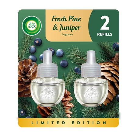 Air Wick Plug-In Scented Oil Air Freshener Warmer Refills, Fresh Pine and Juniper, 2 Count
