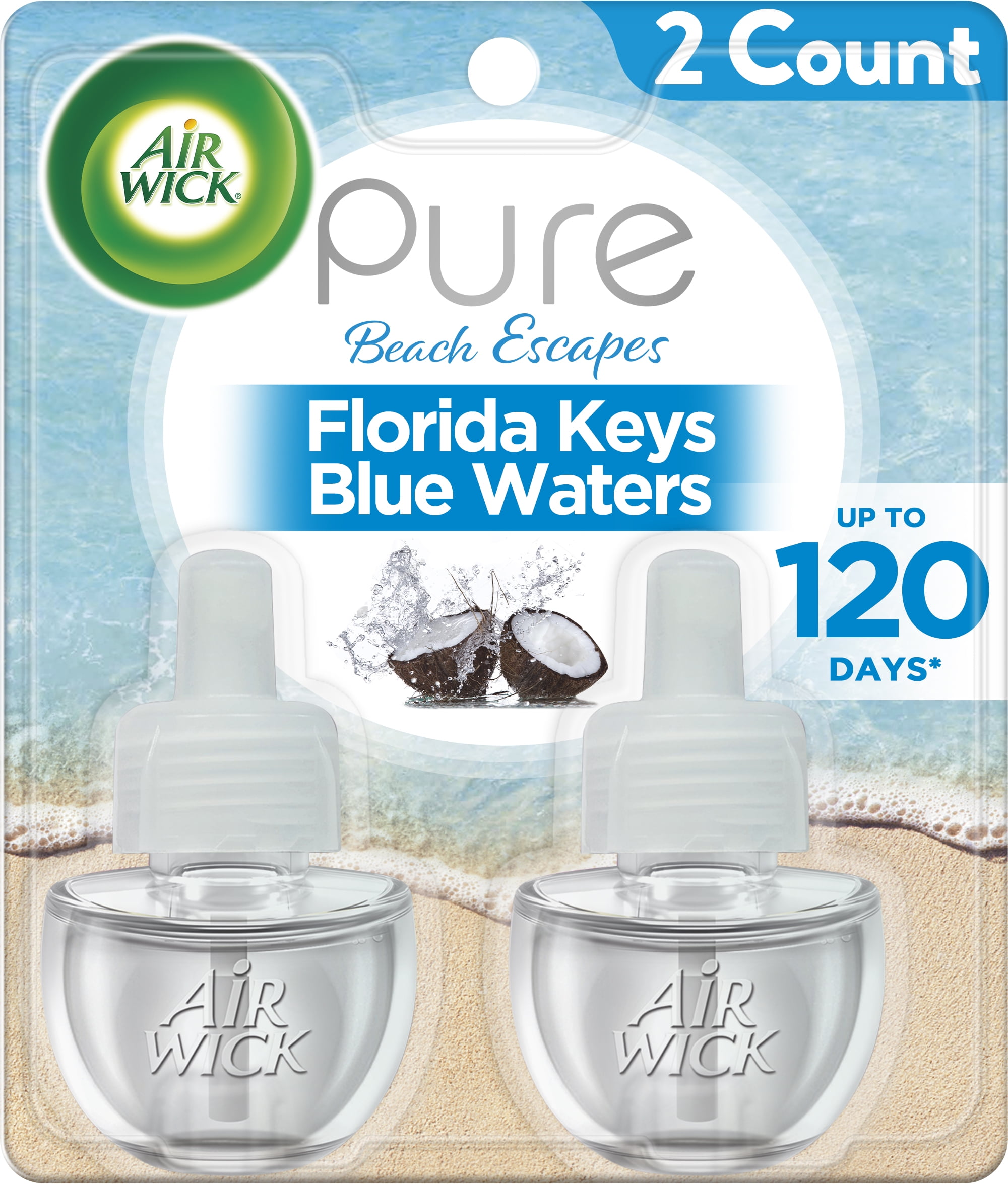 Air Wick Plug in Scented Oil Refill, 2ct, Florida Keys Coconut Water, Air Freshener