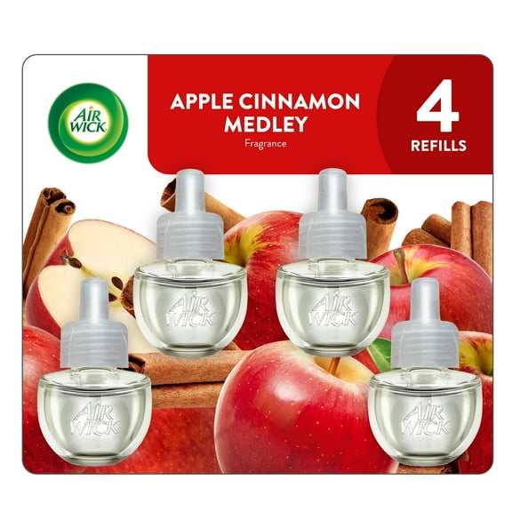 Air Wick Plug-In Scented Oil Air Freshener Warmer Refills, Apple Cinnamon Medley, 4 Count