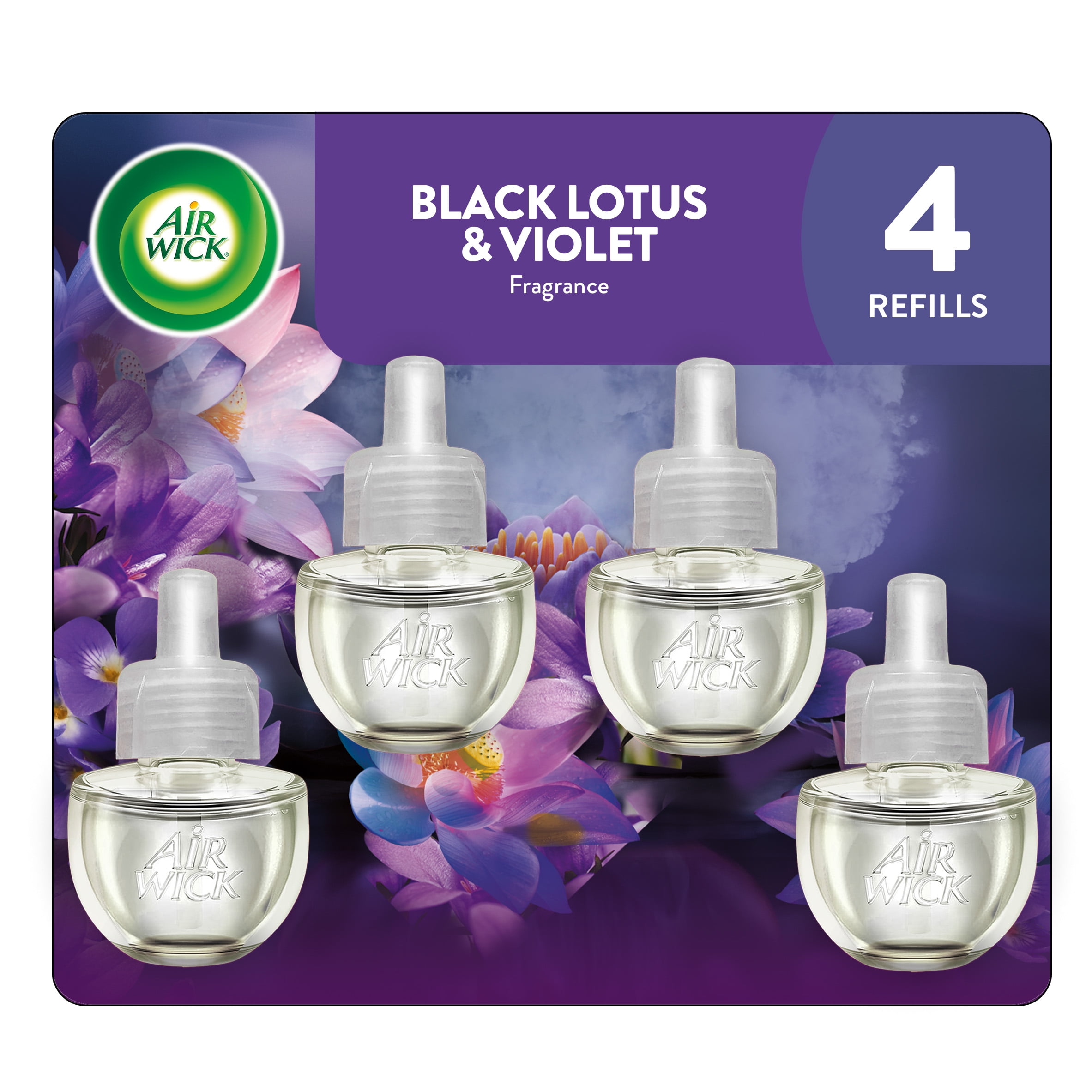Air Wick Plug-In Scented Oil Air Freshener Warmer Refills, Black Lotus, 4 Count