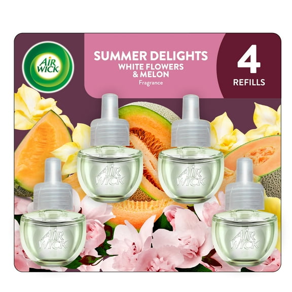 Air Wick Plug-In Scented Oil Air Freshener Warmer Refills, Summer Delights, 4 Count