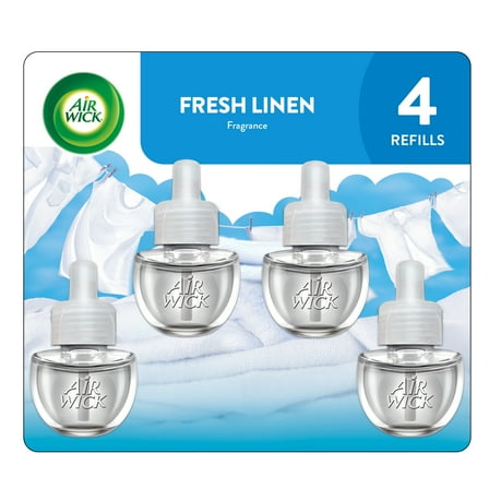 Air Wick Plug-In Scented Oil Air Freshener Warmer Refills, Fresh Linen, 4 Count