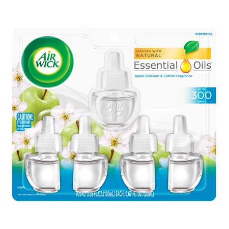 Air Wick Plug in Scented Oil Refill, 5 Count, Apple Blossom and Cotton