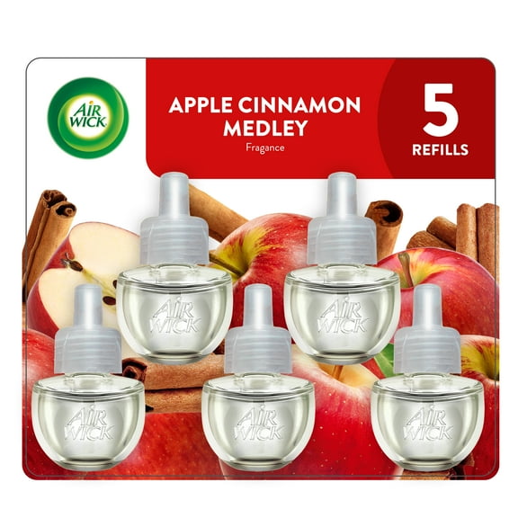 Air Wick Plug-In Scented Oil Air Freshener Warmer Refills, Apple Cinnamon Medley, 5 Count