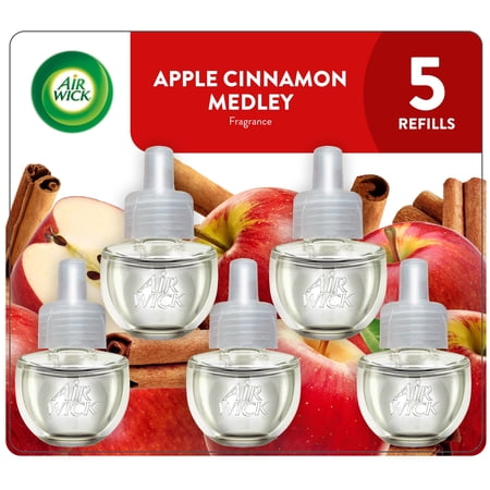 Air Wick Plug-In Air Freshener Scented Oil Refills, Apple Cinnamon Medley, 5 Count