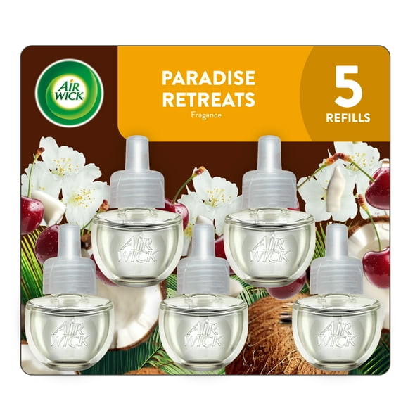 Air Wick Plug-In Scented Oil Air Freshener Warmer Refills, Paradise Retreat, 5 Count