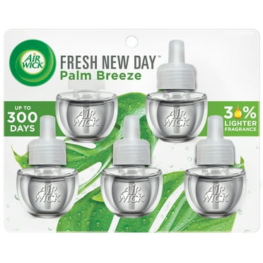 Air Wick Plug-In Scented Oil Air Freshener Warmer Refills, Fresh New Day Palm Breeze, 5 Count