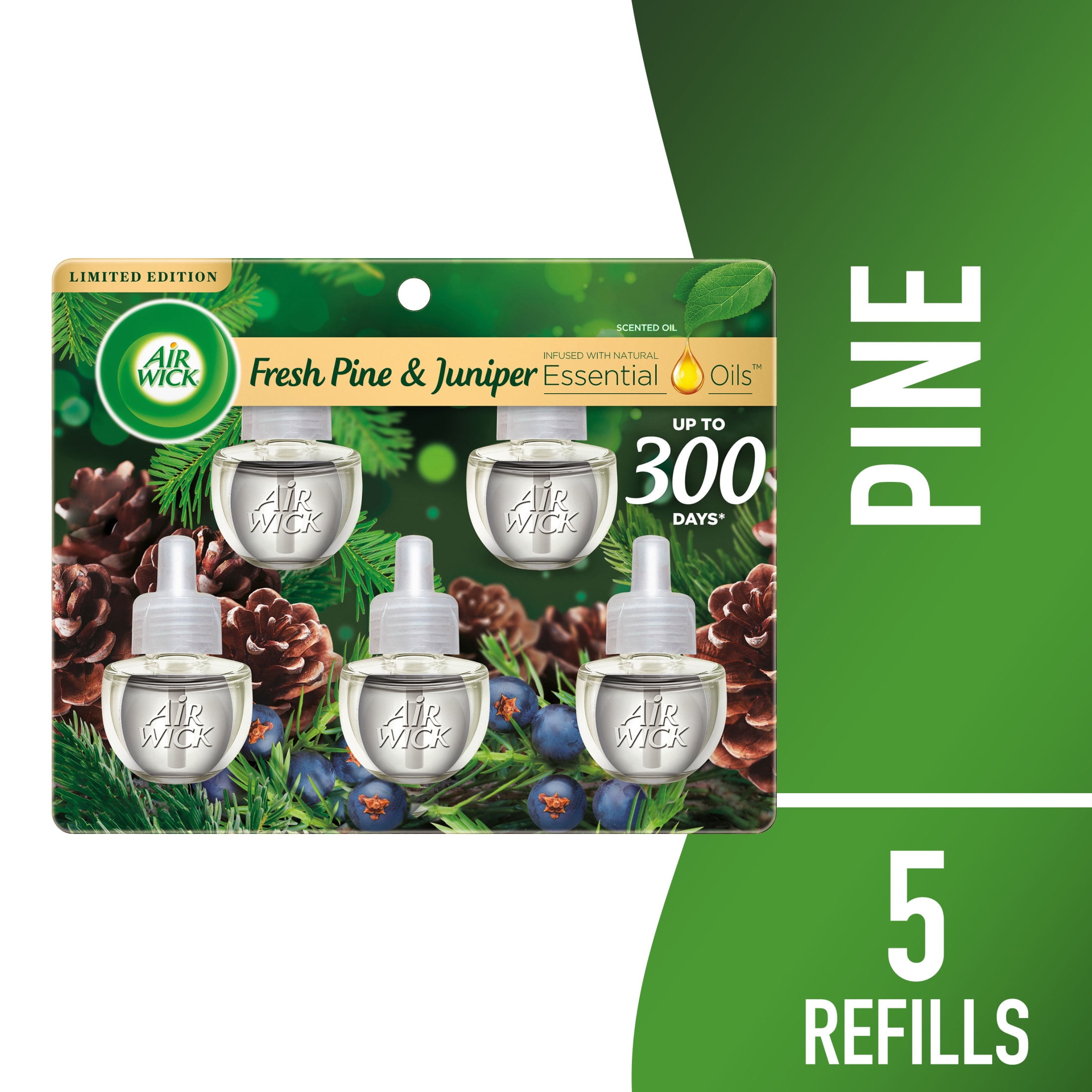Air Wick Plug in Scented Oil Refill Air Freshener Essential Oils Fresh Pine Juniper Fall Scent 5 Count Walmart Business Supplies