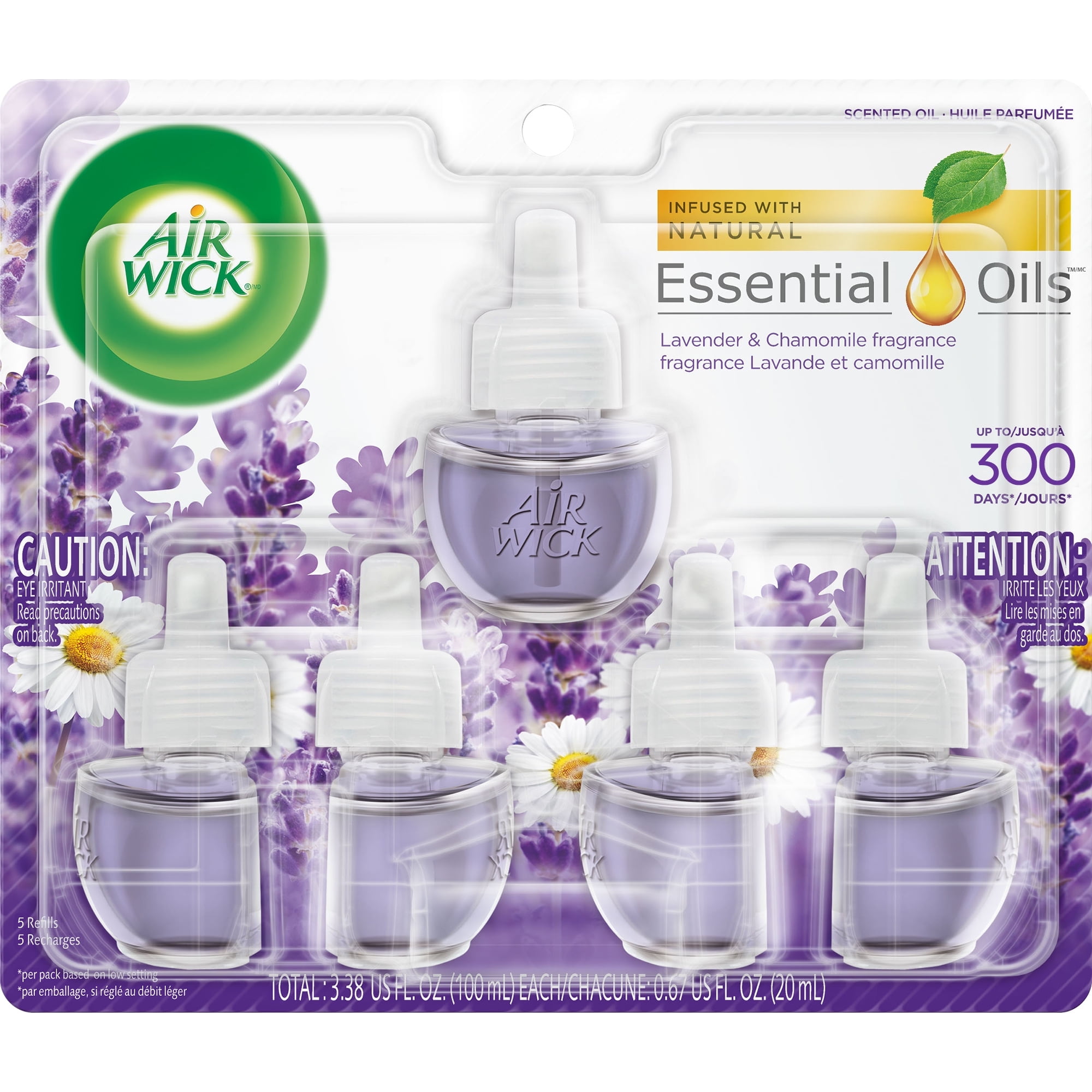 Air Wick Plug in Scented Oil Refill, 5 ct, Lavender and Chamomile, Air Freshener, Essential Oils
