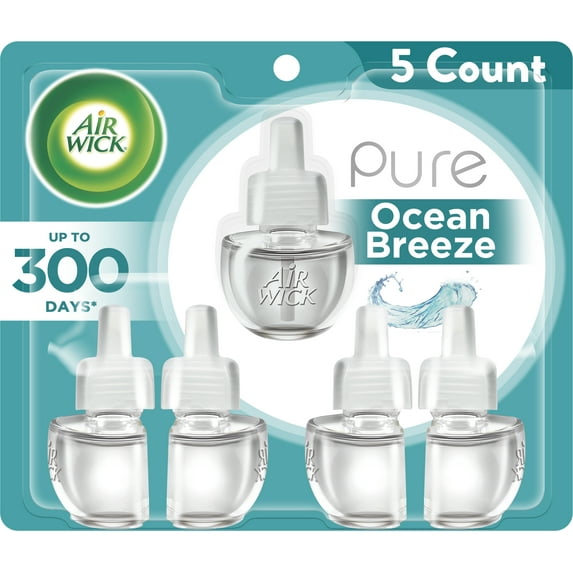 Air Wick Plug in Scented Oil Refill, 5 ct, Ocean Breeze, Air Freshener, Essential Oils
