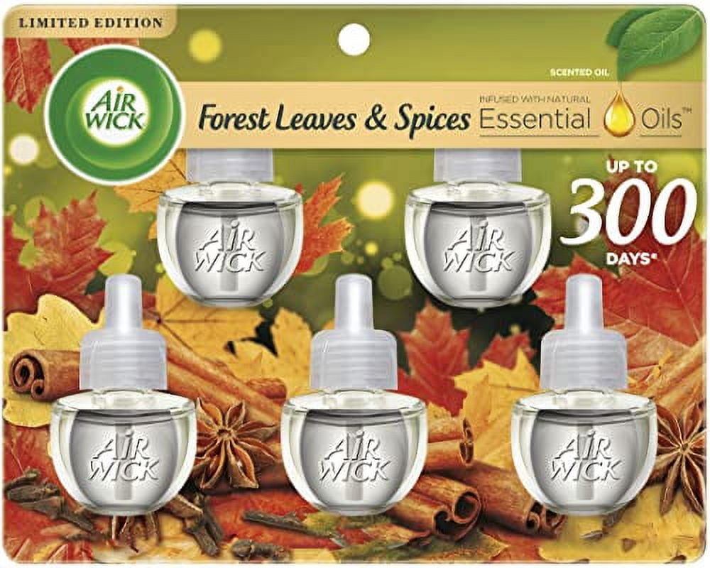Air Wick Plug in Scented Oil Refill, 5ct, Forest Spice & Leaves, Fall