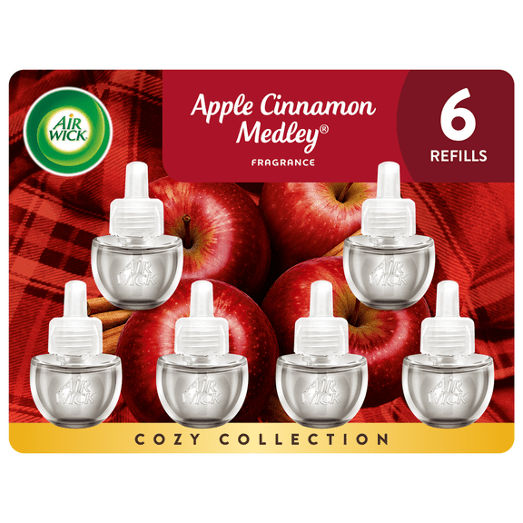 Air Wick Plug-In Scented Oil Refills, Apple Cinnamon Air Freshener, 6 Count