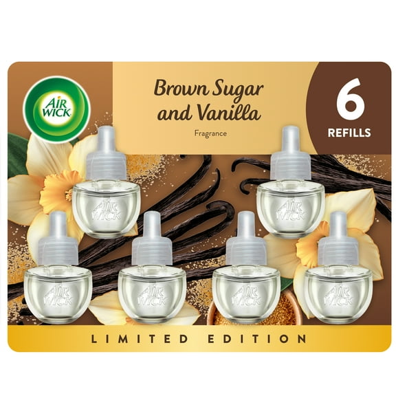 Air Wick Plug-In Scented Oil Air Freshener Warmer Refills, Brown Sugar and Vanilla, 6 Count
