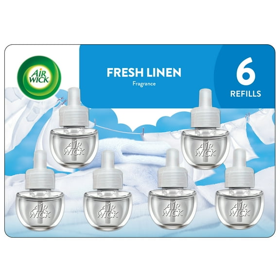 Air Wick Plug-In Scented Oil Air Freshener Warmer Refills, Fresh Linen, 6 Count
