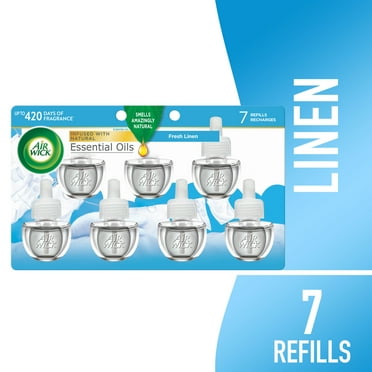 Air Wick Plug-In Scented Oil Air Freshener Warmer Refills, Fresh Linen, 7 Count