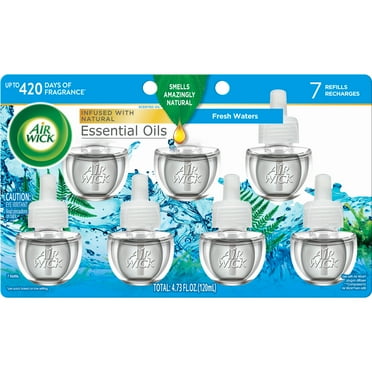Air Wick Plug-In Scented Oil Air Freshener Warmer Refills, Fresh Waters, 7 Count